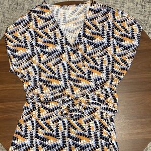 Nine West gold and Black Geometric wrap dress knee lengths